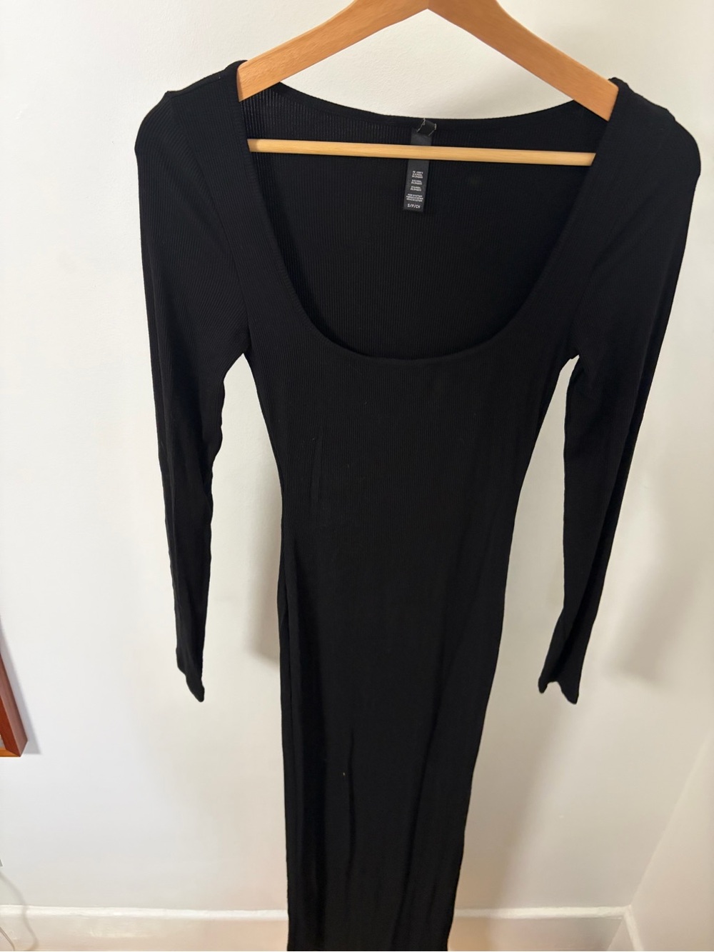 SKIMS Black Long Sleeve Scoop Neck Women's Dress